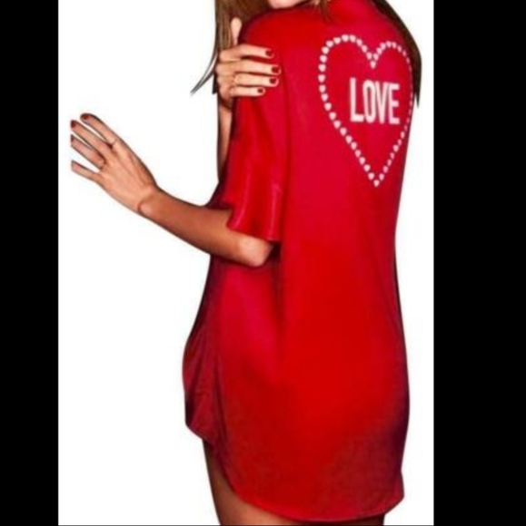 Victoria's Secret Romantic red satin flounce Love heart robe One size - Picture 1 of 8
